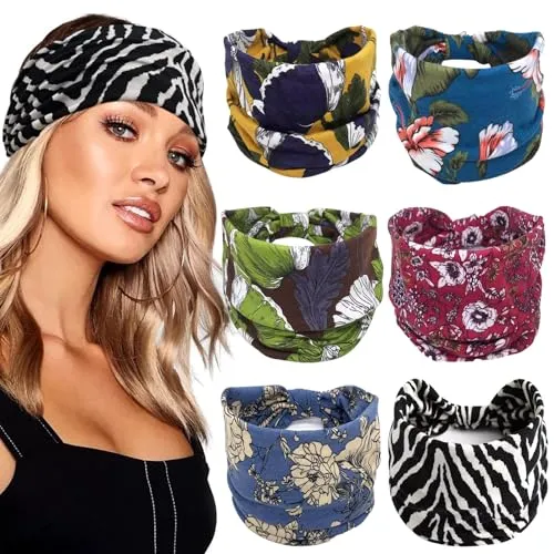 6Stück Stirnband Damen Breite Elastische,Übung Stirnbänder,Stirnband Elastisch für,Haarband Damen,WarmesHaarbänder Breit,HaarbandKnoten,StirnbandDünn,rutschfeste Haarbänder Haarschmuck(Fleur)