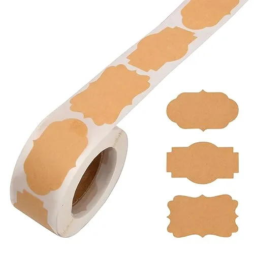 Jinlaili 300stk Kraft-Etiketten Aufkleber, Geschenk Etiketten, 5cm Etiketten Selbstklebend, Kraftpapier Aufkleber, Geschenkanhänger Aufkleber, für Backen Geschenktüten Flasche Dosen Marmelade DIY