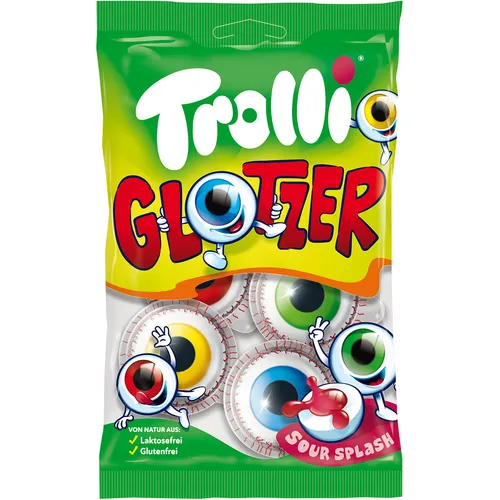 Trolli Glotzer 4 Schaumzucker und Fruchtgummi Bonbons mit Füllung 75g