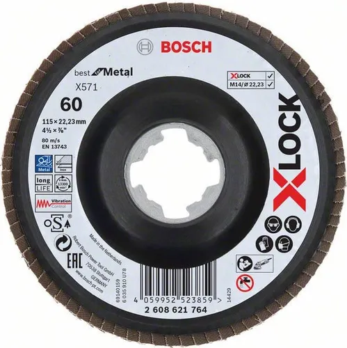 Bosch X-LOCK Fächerschleifscheibe X571 Best for Metal, gewinkelt