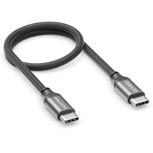 deleyCON 0,30m USB C Kabel PD3.0 (100W Schnellladekabel) Kurzes Ladekabel USB-C auf USB-C für iPhone 17 16 15 Pro Max Air Galaxy S25 S24 S23 S22 Pixel iPad Pro MacBook Air Tablets Switch PS5