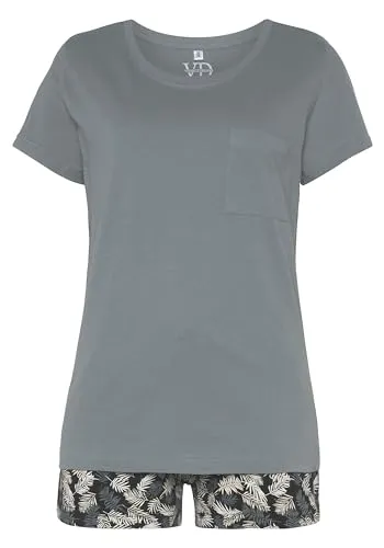 Lascana Damen Shorty mit Allover Print, 100% Baumwolle für ein leichtes und atmungsaktives Tragegefühl in der Nacht, so dass Sie auch in warmen Nächten bequem und stilvoll bleiben