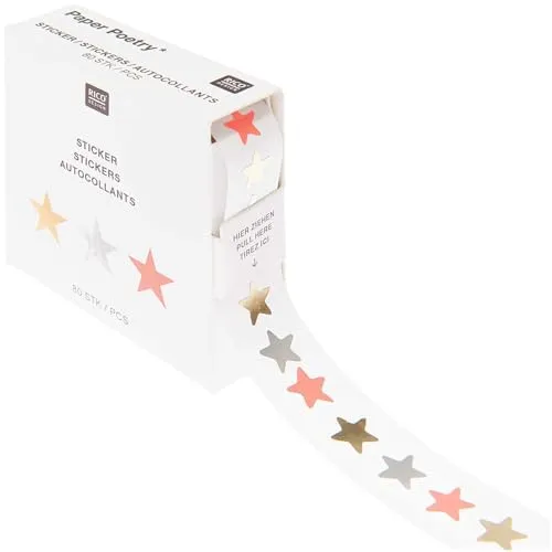 Rico Design Stickerrolle mit 80 Aufkleber Sterne