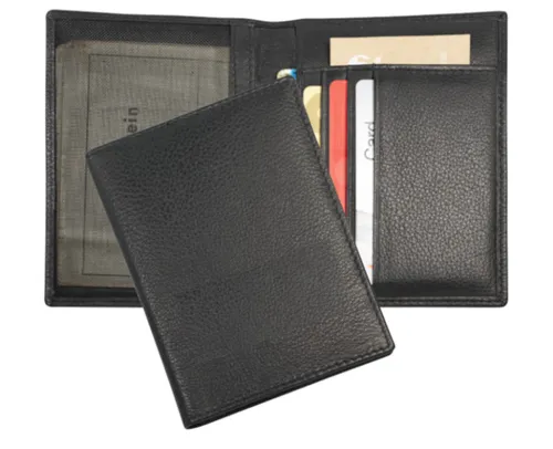 Ausweistasche / aus Leder / mit Kreditkartenfächer / Farbe: schwarz