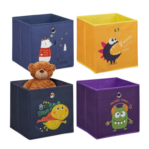 Kinder Aufbewahrungsboxen Bücherkiste Regalbox Spielzeugkiste Stoffbox 4er Set