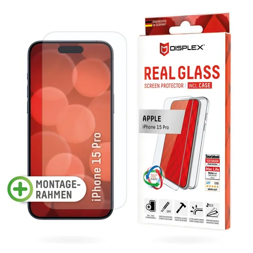 DISPLEX Panzerglas + Schutzhülle für Apple iPhone 15 Pro