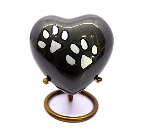 eSplanade Pet Cremation Urn Memorial Urn Container Jar Pot | Messingurne | Urne aus Metall | Bestattungsurne | Denkmäler Andenken | Urne für Hunde und Katzen (Grau mit Ständer)