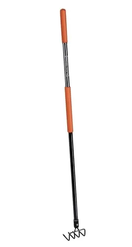 BLACK+DECKER Gartenrechen mit 4 Zinken - 148 x 12 x 10 cm - Karbonstahl, Glasfaser und PVC - Orange/Schwarz