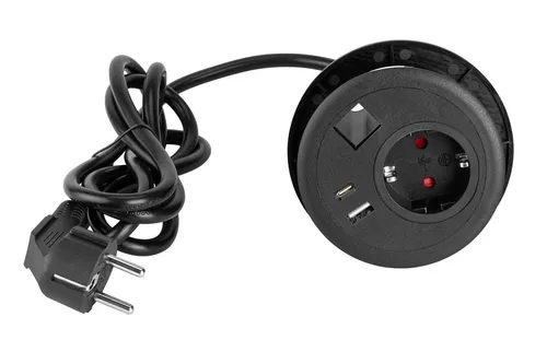Ergolutions Kabelführung Einlass Steckdose mit 2 fach USB Lader