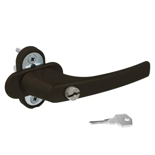 Alu Fenstergriff in Braun RAL 8019 abschließbar - Stiftlänge 30mm