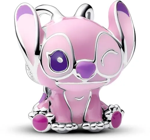 Pandora Charm-Einhänger 793739C01 - Disney Lilo & Stitch Angel - Charm-Anhänger aus Sterling Silber, liebevoll gestaltet mit farbenfroher Emaille in Pink und Violett. Bringt Fantasie und Charme an jedes Armband – perfekt für Disney-Fans!