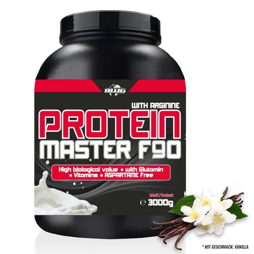 BWG MUSCLE LINE Protein Master F90+Arginin 3000g - Vanille Deluxe - Protein Shake für Muskelaufbau, ideal nach dem Training, mit 3 hochwertigen Proteinen für optimale Sport- und Fitnessleistung.