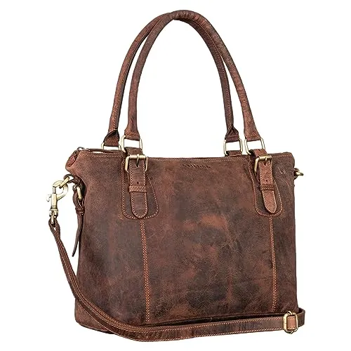STILORD Vanessa Handtasche Damen Mittelgroß Leder Umhängetasche groß Lederhandtasche Damen Echtleder Schultertasche Frauen Shopper Farbe:aneto - braun