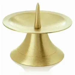 Kerzenleuchter Scheibenleuchter Messing Gold matt satiniert mit Dorn Ø 11 cm ideal für Kerzen