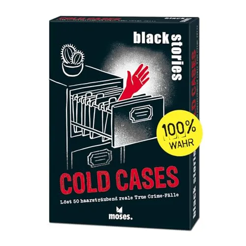 Moses. Black Stories Cold Cases – 50 Reale, ungelöste True Crime-Fälle, Rätselspiel mit Wahren Kriminalfällen und Verbrechen, Krimi Kartenspiel für Jugendliche und Erwachsene ab 12 Jahren