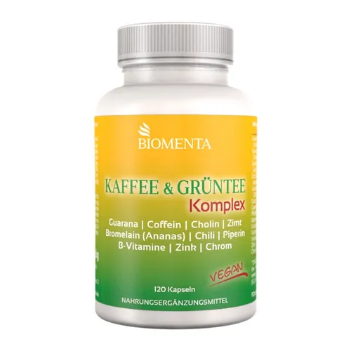 [189,90€/1kg]  Kaffee Grüntee Stoffwechsel Cholin Bromelain BIOMENTA 120St vegan