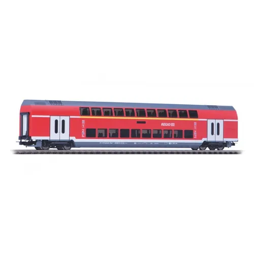 Piko-58804 DoSto 12 Kl DB Regio VI - Doppelstockwagen 1./2. Klasse von DB Regio, detailgetreue Nachbildung mit Lichtwechsel und Decoder-Vorbereitung, ideal für Modellbahnfans.