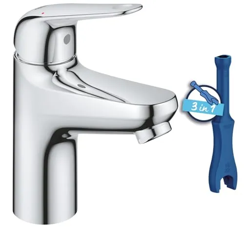 GROHE Swift Einhebel Waschtischarmatur - Modernes Design & einfache Montage - Waschtischarmaturen mit Quickfix-System für eine schnelle Installation. Perfekt für individuelle Badgestaltungen mit elegantem Chrom-Finish.