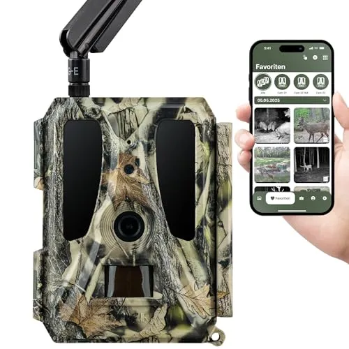 DÖRR Cloud Pro 4G Wildkamera – Überwachungskamera mit 24MP - Vielseitige Wildkamera mit 4G Bildübertragung und kostenloser App für iOS & Android. Genießen Sie gestochen scharfe Bilder und Videos, unabhängig von SIM-Anbietern. Ideal für Tierbeobachtungen und Sicherheitsüberwachung.