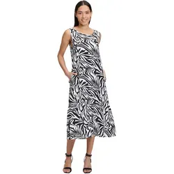Betty Barclay Damen Stufenkleid - Eleganter Rundhals-Ausschnitt in Schwarz/Weiß - Damen-Kleider mit lässiger Passform und stylischem Animal-Druck, perfekt für jeden Anlass.