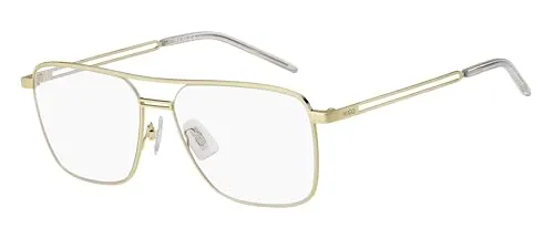 HUGO Rechteckig Metall Brillen in Gold für Herren, Brille mit Sehstärke, optional mit Sonnenbrillen tönung oder Blaulichtfilter (Modell Hg 1145)