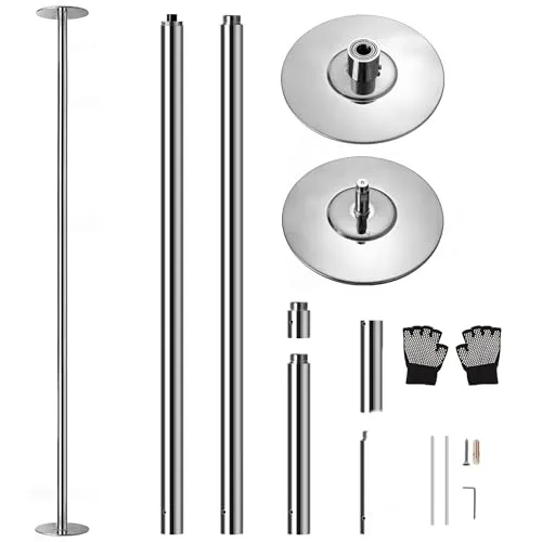 SereneLife Pole Dance Stange – Höhenverstellbar 204-274cm - Sonstige Fitnessgeräte mit statischem und rotierendem Modus für mehr Abwechslung. Ideal für Anfänger und Profis, einfach ohne Bohren zu montieren und rostbeständig für langanhaltenden Spaß.