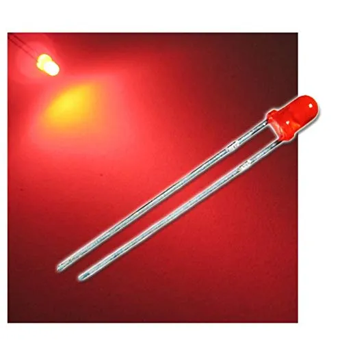 world-trading-net - 50 LEDs 3mm diffus rot Typ WTN-3-2400r, Leuchtdiode, bedrahtet, Diode Leuchtend, als Bauteil