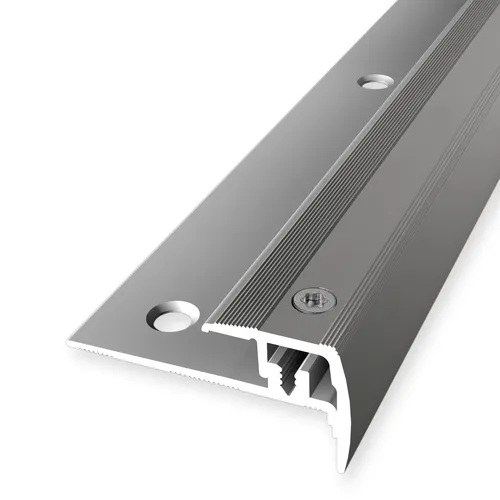 Treppenkantenprofil Aluminium Grau 21 x 21.5 mm - Küberit - Robustes Treppenkantenprofil aus Aluminium mit geriffelter Oberfläche für sicheren Halt. Ideal für alle Räume und einfach zu installieren. Perfekt für moderne Wohnstile.