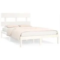 vidaXL Massivholzbett Weiß 200x200 cm - Massivholzbett aus robustem Kiefernholz, ideal für stilvolle Schlafzimmer. Das zeitlose Design und das bequeme Kopfteil bieten sowohl Komfort als auch Eleganz.