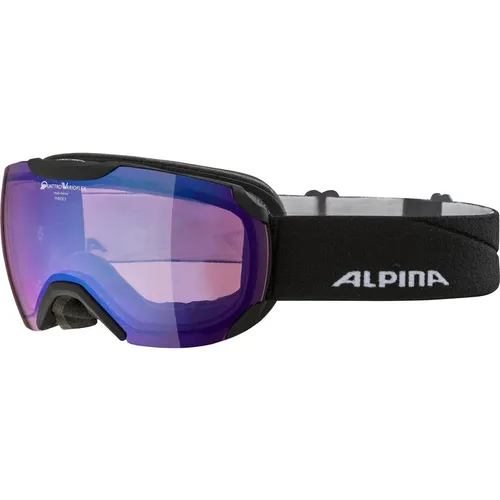Alpina Pheos S QV Skibrille schwarz matt blau (32) one size - Herren & Unisex Skibrillen mit QuattroVarioflex-Technologie für optimale Sicht bei allen Lichtverhältnissen und 100% UV-Schutz. Ideal für schmalere Gesichter und perfekten Sitz bei Skihelmen.