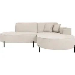 Ecksofa 3-Sitzer im Loft-Stil – L-Form mit hohen Metallfüßen und Dekokissen - Modernes Ecksofa mit freistehendem Design, wählbarem Bouclé- oder Chenille-Cord-Bezug und hohen Metallfüßen. Ideal für offene Wohnräume und entspannte Abende.
