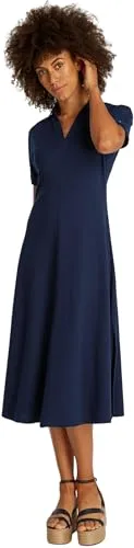 Tommy Hilfiger Polokleid LYOCELL OPEN-NK MIDI DRESS - Elegantes Midi-Kleid aus 65% Lyocell, ideal für einen lässigen Look. Mit V-Ausschnitt und angeschnittenen Ärmeln für optimalen Tragekomfort.