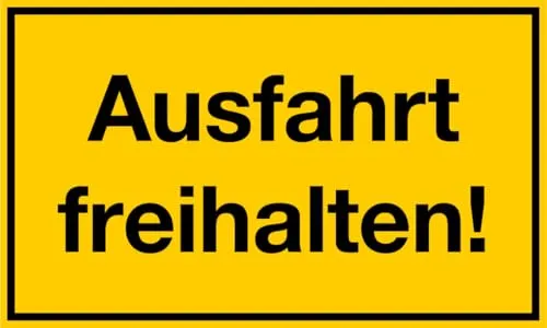Aufkleber „Ausfahrt freihalten!“ Hinweis Warnung Folie Signalgelb | 25x15 cm Made in Germany