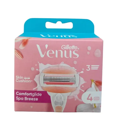 Gillette Venus Comfort Glide Spa Breeze - 4 Ersatzklingen - Perfekte Pflege für Damen: 4 Ersatzklingen für einen sanften, gründlichen Rasurkomfort. Ideal für Gesicht, Achseln, Arme, Bikini und Beine.