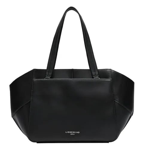 Liebeskind Berlin Women's Shopper - Black - Damen-Shopper aus Rinds-Nappaleder mit Reißverschluss, ideal für MacBook Pro und Lenovo ThinkPad. Großzügiger Innenraum und zusätzliche Steckfächer für Alltag und Reisen.