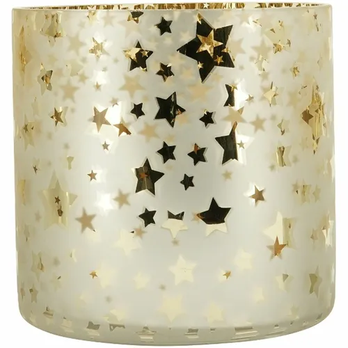WindLicht Vitreous Teelichthalter aus Glas - 15x15x15 cm - Eleganter Teelichthalter in Gold für festliche Anlässe. Das funkelnde Sternen-Design schafft eine stimmungsvolle Atmosphäre und ist ideal für die Weihnachtszeit.