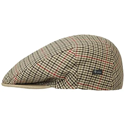 Lipodo Inglese Bic Flat Cap Herren Made in Italy Schiebermütze mit Innenfutter Frühjahr Sommer beige-grün 59 cm