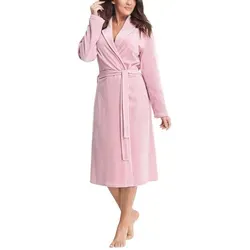 Aquarti Damenbademantel Aquarti Damen Morgenmantel aus Velours Bademantel mit Schalkragen rosa L