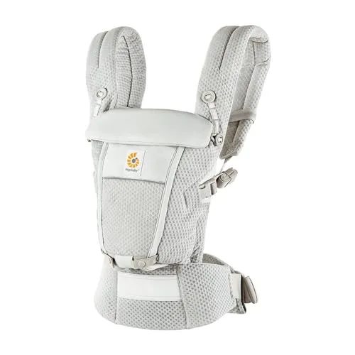 Ergobaby Adapt Babytrage - Ergonomische Trage für Neugeborene, Pearl Grey - BABYTRAGE - Ergonomisch in 3 Positionen einstellbar, ideal für Neugeborene ab Geburt bis Kleinkind (3,2-20,4 kg). Atmungsaktives SoftFlex-Mesh sorgt für optimale Luftzirkulation und Tragekomfort.