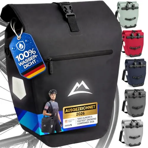 Nextcover® 100% wasserdichte Fahrradtasche für Gepäckträger mit Klick-System