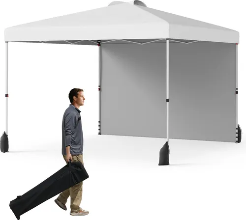 GOPLUS 3x3 m Pop-up Pavillon mit Seitenwand und Sandsäcken