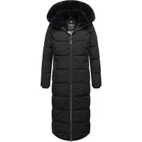 Navahoo Damen Wintermantel B990 - Abnehmbare Kapuze & Teddyfell, Lange Funktionsjacke in Schwarz (L) - Funktionsjacke für Damen, bietet optimalen Schutz bei Kälte mit kuscheligem Teddyfell und abnehmbarer Kapuze, ideal für kalte Wintertage.