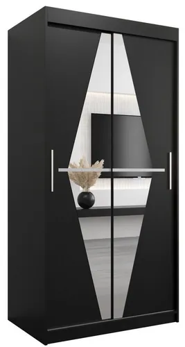 ABIKS MÖBEL Schwebetürenschrank BOLIWIA mit Spiegel - Moderner Kleiderschrank mit Schiebetüren und viel Stauraum. Ideal für kleine Räume, ausgestattet mit Regalen und Kleiderstange. Robuste Materialien garantieren Langlebigkeit und Stil.