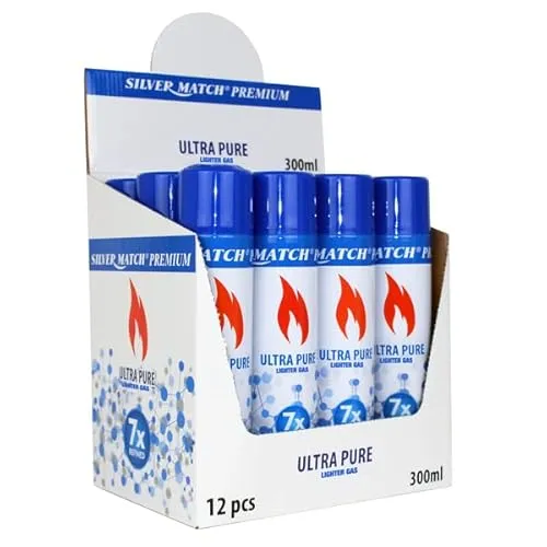 Flaschen Premium Feuerzeuggas Nachfüllgas 300 ml - 12er Pack - Hochwertiges Feuerzeuggas für eine zuverlässige Nachfüllung Ihrer Feuerzeuge. Ideal für den täglichen Gebrauch, sorgt für eine gleichmäßige Flamme und einfache Handhabung.