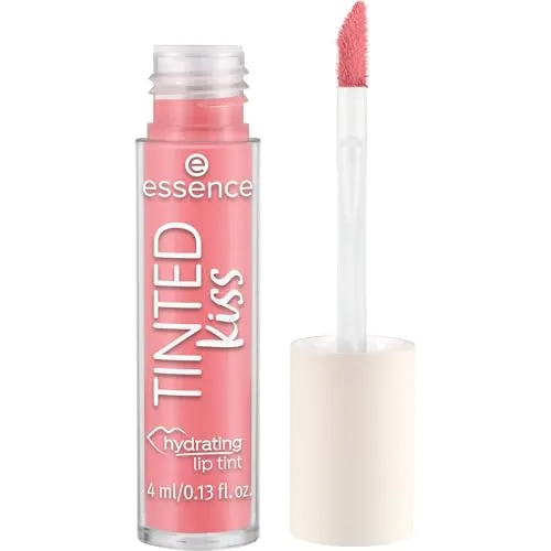 essence TINTED kiss hydrating lip tint, Lippenstift, Nr. 01, Pink, feuchtigkeitsspendend, langanhaltend, Expressergebnis, natürlich, vegan, ohne Parfüm, ölfrei, ohne Alkohol, 1er Pack (4ml)