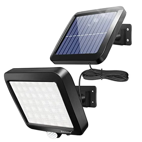 BENMA Solarlampen für Außen mit Bewegungsmelder, Solar Led Strahler 120° Superhelle Solar Aussenleuchte mit Bewegungsmelder, IP65 Wasserdichte Garten Sicherheits Wandleuchte mit 5m Kabel