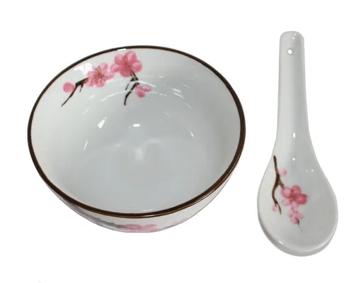 Reis Suppe Tee Schale Sakura Soba Bowl Kirschblüte ø 11cm +Löffel 778