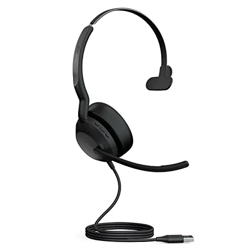 Jabra Evolve2 50 - Kabelgebundenes Mono-Headset mit ANC - PC-Headset mit aktiver Geräuschunterdrückung (ANC) für ungestörte Gespräche, MS Teams zertifiziert und kompatibel mit anderen Plattformen. Optimierter Sound für professionelle und private Nutzung.