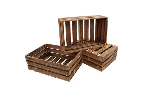 Produktbild GERSO Holzkiste Deko Holzkiste geflammt 60x40x21cm Obstkiste Holzbox
