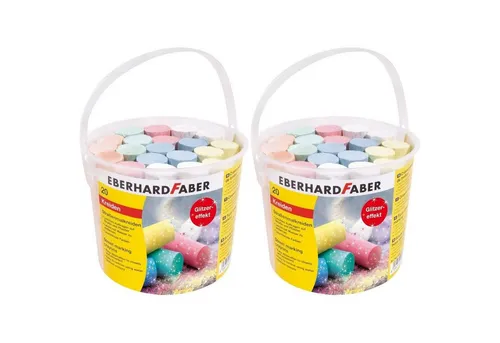 Faber-Castell Malkreide 526520 526520 Set 2x 20er Eimer Straßenmalkreide Glitzer